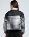 Shop Women's Black & White All Over Printed Oversized Zipper Puffer Jacket-Design