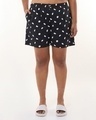 Shop Women's Black All Over Printed Plus Size Boxer Shorts-Front