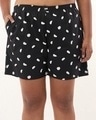 Shop Women's Black All Over Printed Plus Size Boxer Shorts-Front