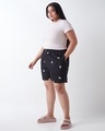 Shop Women's Black All Over Printed Plus Size Boxer Shorts-Full