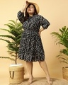 Shop Women's Black All Over Printed Plus Size Dress-Front