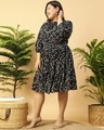 Shop Women's Black All Over Printed Plus Size Dress-Design