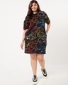 Shop Women's Black All Over Printed Plus Size Oversized Fit Dress-Full