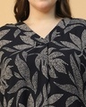 Shop Women's Black & White All Over Leafy Printed Plus Size Top