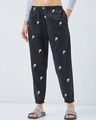 Shop Women's Black All Over Printed Pyjamas-Front