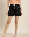 Shop Women's Black All Over Printed Shorts-Front