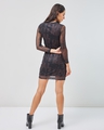 Shop Women's Black All Over Printed Slim Fit Bodycon Dress-Design