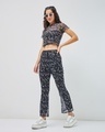 Shop Women's Black All Over Printed Slim Fit Flared Pants-Full