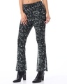 Shop Women's Black All Over Printed Slim Fit Flared Pants-Front