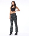 Shop Women's Black All Over Printed Slim Fit Flared Pants-Full