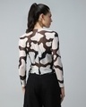 Shop Women's Black & White All Over Printed Slim Fit Short Top-Design