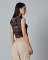 Shop Women's Black All Over Printed Slim Fit Short Top-Design