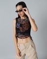 Shop Women's Black All Over Printed Slim Fit Short Top-Front