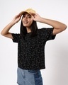 Shop Women's Black All Over Printed Relaxed Fit T-shirt-Front