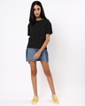 Shop Women's Black All Over Printed Relaxed Fit T-shirt-Full
