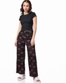 Shop Women's Black All Over Printed Wide Leg Pyjamas-Full