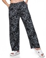 Shop Women's Black All Over Printed Wide Leg Pyjamas-Front