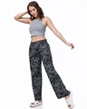Shop Women's Black All Over Printed Wide Leg Pyjamas-Full