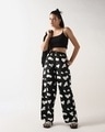 Shop Women's Black All Over Printed Wide Leg Pyjamas-Full