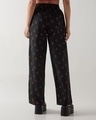 Shop Women's Black All Over Printed Wide Leg Pyjamas-Design