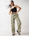 Shop Women's Grey All Over Printed Wide Leg Pyjamas-Full