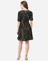 Shop Women's Black And Green Abstract Print A Line Dress-Design