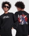 Shop Women's Black Angel Face Devil Thoughts Graphic Printed Oversized Sweatshirt-Front