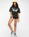 Shop Women's Black Angel Is Graphic Printed Oversized Acid Wash T-shirt