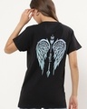 Shop Women's Black Angel Wings Graphic Printed Boyfriend T-shirt-Front