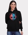 Shop Women's Black Angry Panda Graphic Printed Hoodie-Front