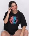 Shop Women's Black Angry Panda Graphic Printed Oversized T-shirt-Design