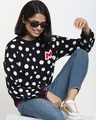 Shop Women's Black AOP Flat Knit Oversized Sweater-Front