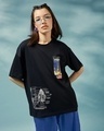 Shop Women's Black Apollo Graphic Printed Oversized T-shirt-Front