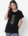 Shop Women's Black Arey Tere Yaar Ka Swag Hi Wakhra Hai Typography Boyfriend T-shirt-Front