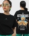 Shop Women's Black Astro Bear W Graphic Printed Boyfriend T-shirt-Front