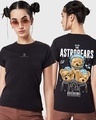 Shop Women's Black Astro Bear W  Graphic Printed T-shirt-Front