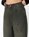 Shop Women's Black Washed Straight Fit Distressed Jeans