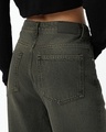 Shop Women's Black Washed Straight Fit Distressed Jeans