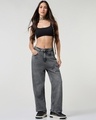 Shop Women's Black Washed Straight Fit Distressed Jeans-Full