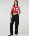 Shop Women's Black Distressed Washed Straight Fit Jeans-Full