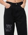 Shop Women's Black Distressed Washed Straight Fit Jeans