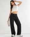 Shop Women's Black Baggy Straight Fit Jeans