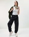 Shop Women's Black Baggy Tapered Fit Jeans-Full
