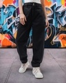 Shop Women's Black Baggy Tapered Fit Jeans-Front