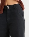 Shop Women's Black Baggy Tapered Fit Jeans
