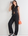 Shop Women's Black Baggy Wide Leg Jeans-Full