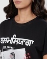 Shop Women's Black Balamciaga Graphic Printed Boyfriend T-shirt