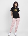 Shop Women's Black Batman Gold Printed Boyfriend T-shirt-Design