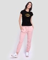 Shop Women's Black Batman Gold Printed Slim Fit T-shirt-Design