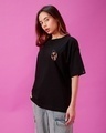 Shop Women's Black Be Curious Graphic Printed Oversized T-shirt-Design